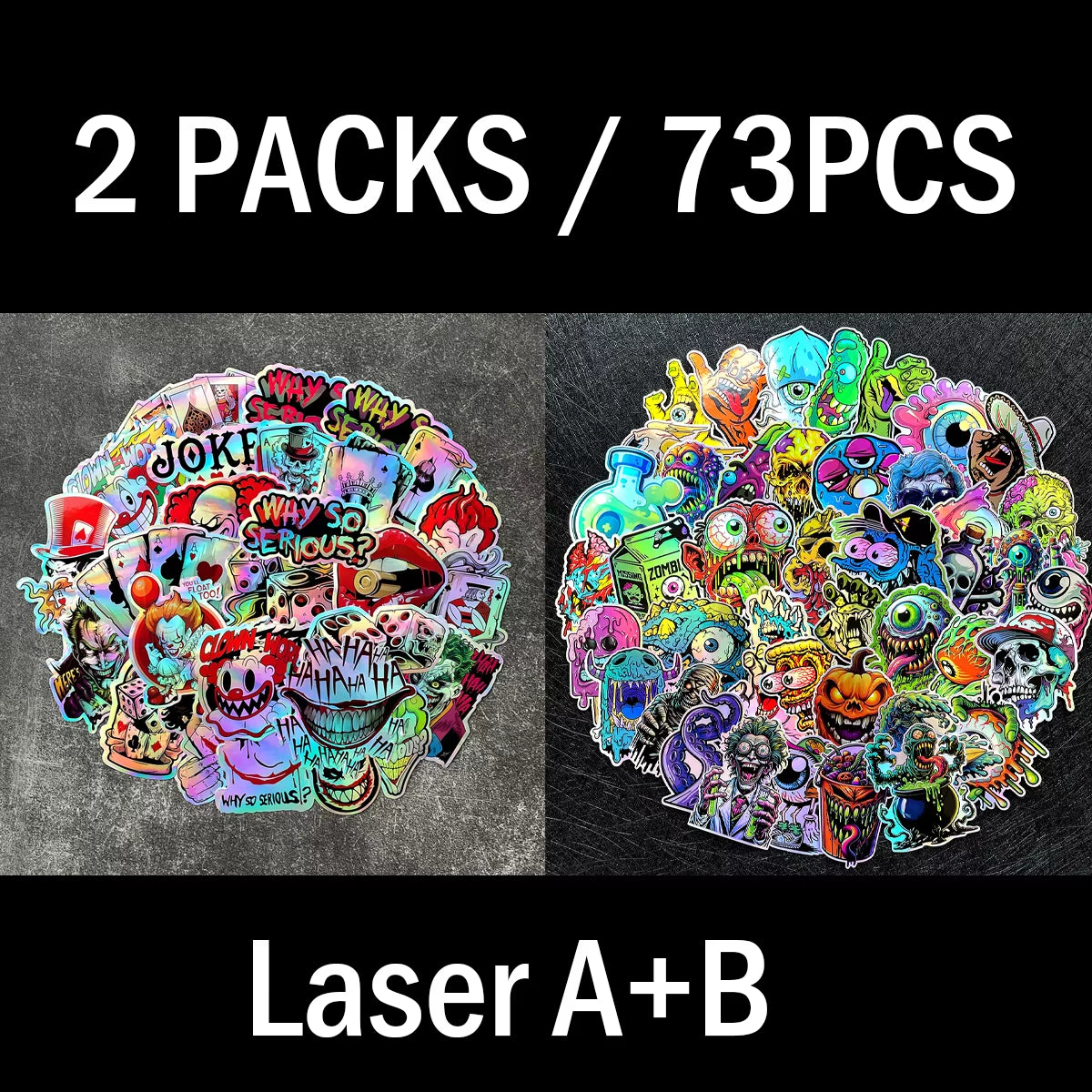 30Pcs/Lot Random Joker Graphic Laser Rainbow Motorcycle Stickers Auto Car Moto Bike Scooter Helmet Fuel Tank Accessories Decals